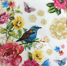 Paper Luncheon Decoupage Napkin 3-Ply BIRD BUTTERFLY Flower Decor Pack of 20 picture