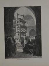 Antique Religious Art Jesus Teaching in the Synagogue Christianity Original 1875 picture
