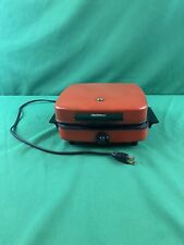 Vtg 70’s Montgomery Wards Waffle Baker/Iron Burnt Orange Great Cond picture