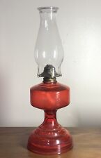 RARE Vintage Early American Lamp “Homesteader” Ruby Red Glass Kerosene  picture