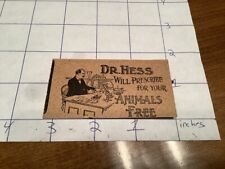 Vintage Original - DR. HESS ashland ohio - card, FREE ANIMAL PERSCRIPTION picture