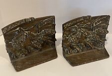 RARE Vintage C. 1930 Hubley #695 Chariot Rounding The Bend Bronze Bookends picture