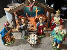 Vtg Japan Nativity Set Musical 11 Large Figures & Lighted Stable Composition picture