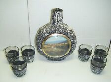 Vintage Textured French Liquor Decanter And 6 Shot Glasses picture