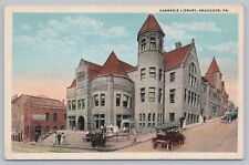 Carnegie Library Braddock, Pennsylvania Vintage Postcard Classic Cars picture