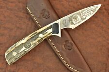 VINTAGE SCHRADE HERITAGE MADE IN USA STAG NAHC FIXED BLADE HUNTING KNIFE (16115) picture