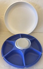 Brilliant Blue TUPPERWARE Serving Center Divided Party Veggie Snack Tray 1665 US picture