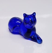 Cobalt Blue Cat Kitty Figurine The Franklin Mint Curio Cabinet Collection 1986 picture
