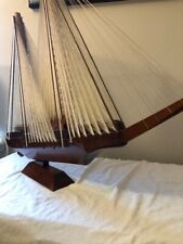 Rare Wooden Sailing Ship 28''x24''x4'' With a Thousand Strings For Sails picture