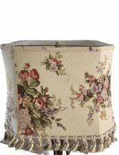 VINTAGE FLORAL SHABBY CHIC LAMP SHADE Large Cottagecore Fringe Lined Victorian picture