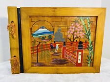 Authentic Vintage Japanese Bamboo Photo Album with Hand Painted Designs  picture