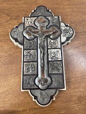 italian Wall crucifix 14 stations cross wall metal plaque Mid 2001 Vintage picture