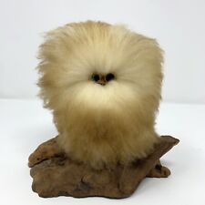 Vintage Wooly Whooos Furry Owl on Burl Wood Sculpture by Sandy Finch California picture