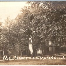 c1900s Marine, IL Main St RPPC Street View Downtown Victorian Houses Photo A154 picture