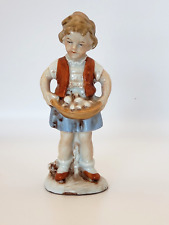 Vintage east Germany porcelain Figurine girl gathering Mushrooms picture