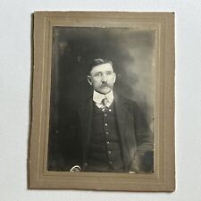 Antique Cabinet Card Photograph Handsome Mature Man Mustache picture
