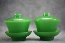 Chinese exquisite beyond compar Delicate jade Teacup One pair of picture