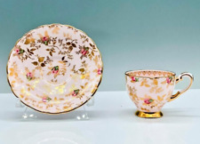 VTG Tuscan Fine English Bone China Tea Cup & Saucer Set Pink Gold Floral 8606H picture