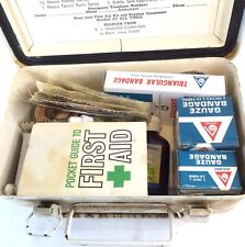 Masco First Aid Kit Vntg Wall Mounted Metal Box W/Medical Supplies A. J. Masuen picture