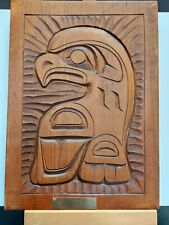 Pacific NW Salish Cedar Wood Carving Eagle 1979 Signed By Artist  picture