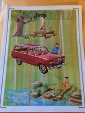 Vintage 1960's Jeep Vehicle Sales Brochure opens to 8 paneled front/back photos picture