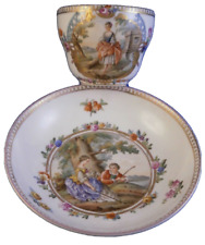 Antique 19thC Porcelain Scenic Cup & Saucer Porzellan Tasse Scene German Germany picture
