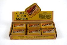 Vintage Dill's Aspirin Store Counter Display Box Full w/ 12 Tins picture