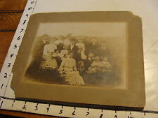 vintage mounted photo: Large family in field, circa later 1800's picture