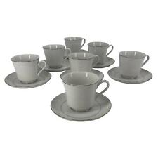 Set 7 -14 piece Crown Victoria Lovelace Tea Coffee Cups & Saucers white platinum picture