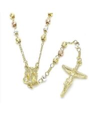 BEAUTIFUL JESUS ROSARY NECKLACE MIRACULOUS 18K GOLD OVER SILVER picture