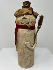 Folk Art Primitive Snowman Christmas Paper Mache Figurine Figure picture