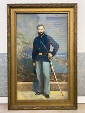 🔥 Fine Antique Old American Civil War Solider Portrait Photo Painting, 1860s picture