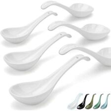 Bright White 6.75 inch Asian Soup Spoons Set of 6, Ultra-fine Porcelain Table... picture