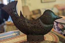 BIG Vintage Rusty Metal CHICKEN Rustic Hanging Table Top Patio Tea Light Candle  picture