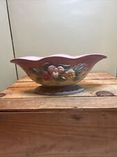 Hull 1940's Wildflower Footed Console Bowl W-21-12 Pastel Pink to Blue 12.5