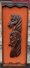 Vintage 1960s Witco Wood Horses Equestrian Wall Hanging Mid Century Modern Tiki picture