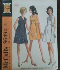 Vintage 60s Rare McCall's 9649 Gathered Sleeveless Wrap Dress Sewing Pattern Mod picture
