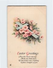 Postcard Easter Greetings Cross with Flower Art Print picture