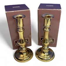 Lot of 2 Convertible Solid Brass Candlestick Holders Gallery Original Avon Boxed picture