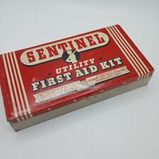 #K) VINTAGE SENTINEL UTILITY FIRST AID KIT TIN ADVERTISING BOX EMPTY picture