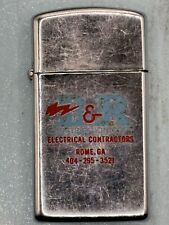 Vintage 1980 B&R Construction Advertising Chrome Slim Zippo Lighter picture