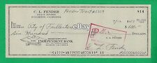 Leo Fender 1967 Signed and Endorsed 2x's Business Check City of Fullerton picture