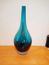 Blue Glass Vase Narrow Top Approx. 12