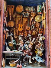 MEXICAN  MINIATURE Music String Instrument Replicas in Shadow Box picture