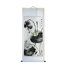 Chinese Color Ink Water Lotus Flowers Leaves Scroll Painting Wall Art ws3043 picture