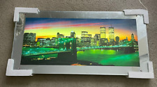 Vintage New York City Skyline Twin Towers Pre 911 Lighted Picture Sealed 39x19 picture