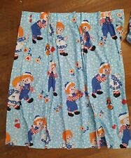 Vintage 70's Raggedy Ann & Andy Curtains Blue Print 2 Panels Retro Sears 37x45 picture