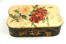 Antique Beautiful Victorian Celluloid Glove Dresser Box W/ Roses & Floral, 1901 picture