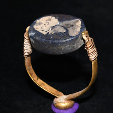 Ancient Medieval Gold Ring with Stone Intaglio Ca. 7th - 15th Century 8.5 grams picture