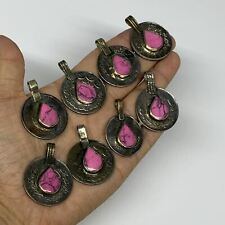 84g, 8pcs, Turkmen Coins Jeweled Synthetic Pink Tribal @Afghanistan, B14533 picture